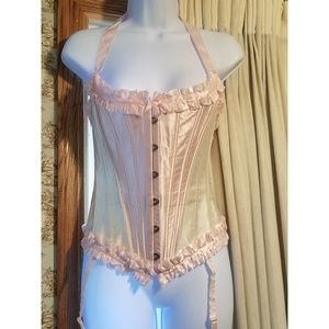 Corset story pink satin ribbon corset